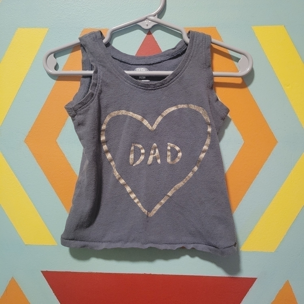 Old Navy Girl's Gray & Golden Lettering Heart Dad Tank Top Size 2T